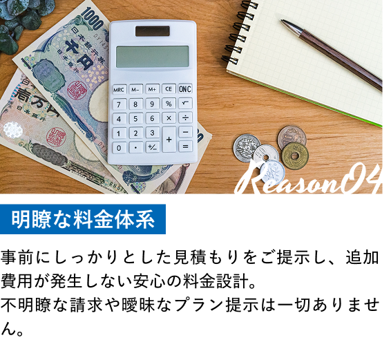 明瞭な料金体系